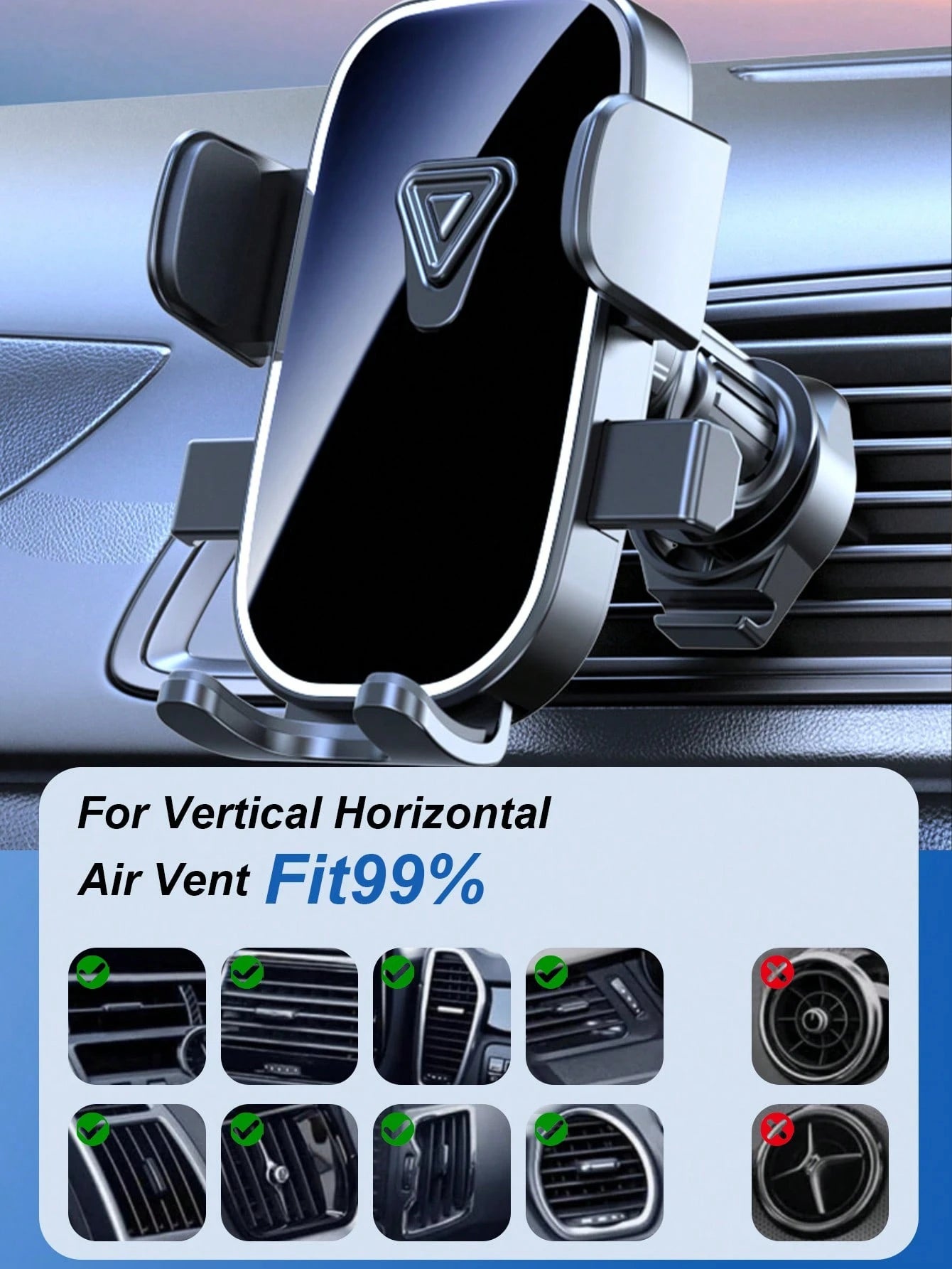 Upgraded Spiral Hook Car Phone Holder 360° Rotating Ball Joint Universal Fit 4.7-7.2 Inch Phones Anti-Slip One-Hand Operation Compatible With All Air Vent Types Car Accessories