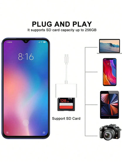 USB-C SD Card Reader, USB-C Memory Card Adapter, Trail Camera Viewer For Type-C OTG Devices. Compatible With SD, SDHC, SDXC, UHS-I, UHS-II Cards, For Tablets, Laptops And Android Devices. Plug And Pla