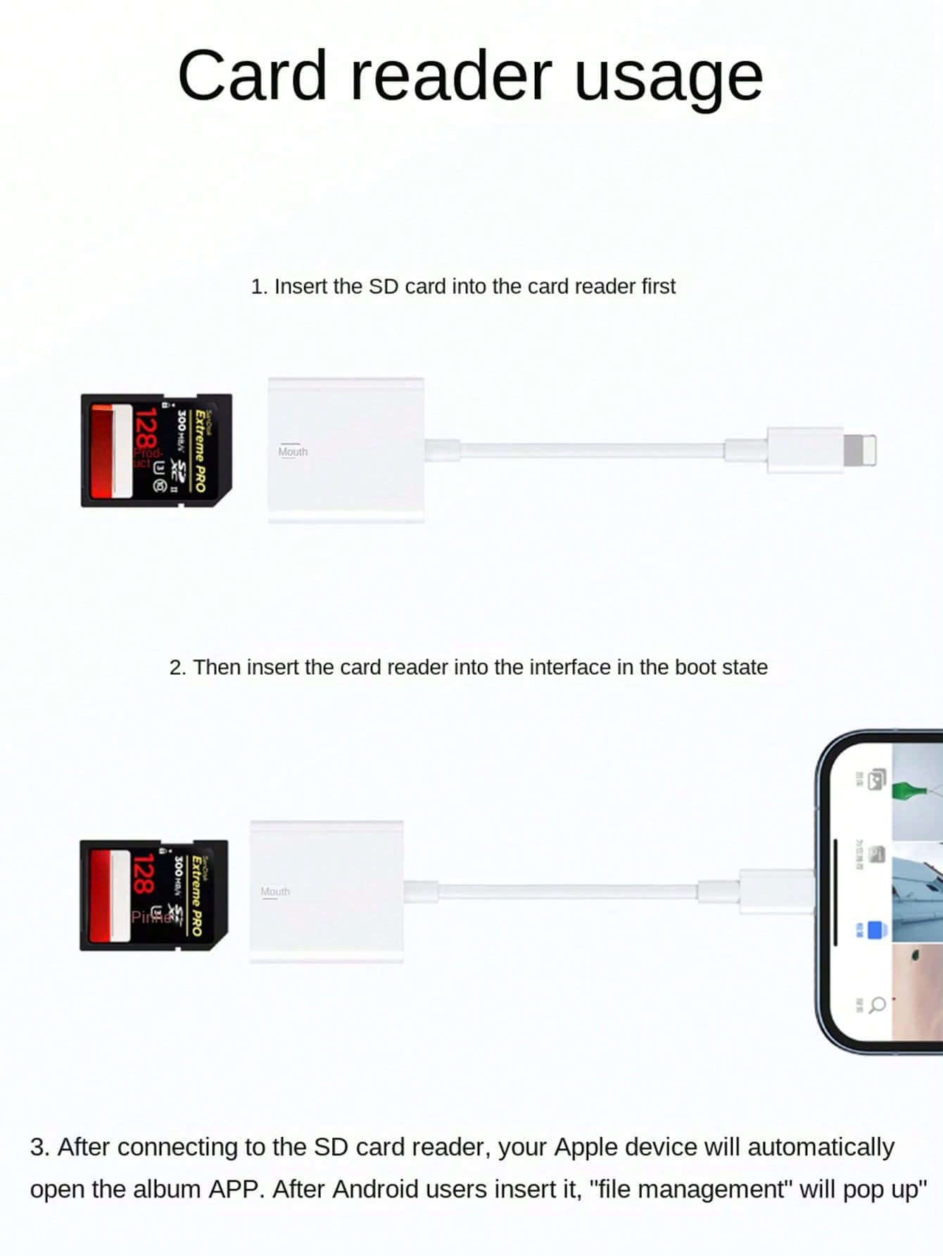 USB-C SD Card Reader, USB-C Memory Card Adapter, Trail Camera Viewer For Type-C OTG Devices. Compatible With SD, SDHC, SDXC, UHS-I, UHS-II Cards, For Tablets, Laptops And Android Devices. Plug And Pla