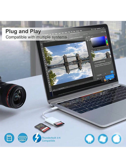 USB-C To SD Card Reader, Type-C To SD/Micro SD Card Reader Adapter, Compatible With Laptops, Tablets, Smartphones