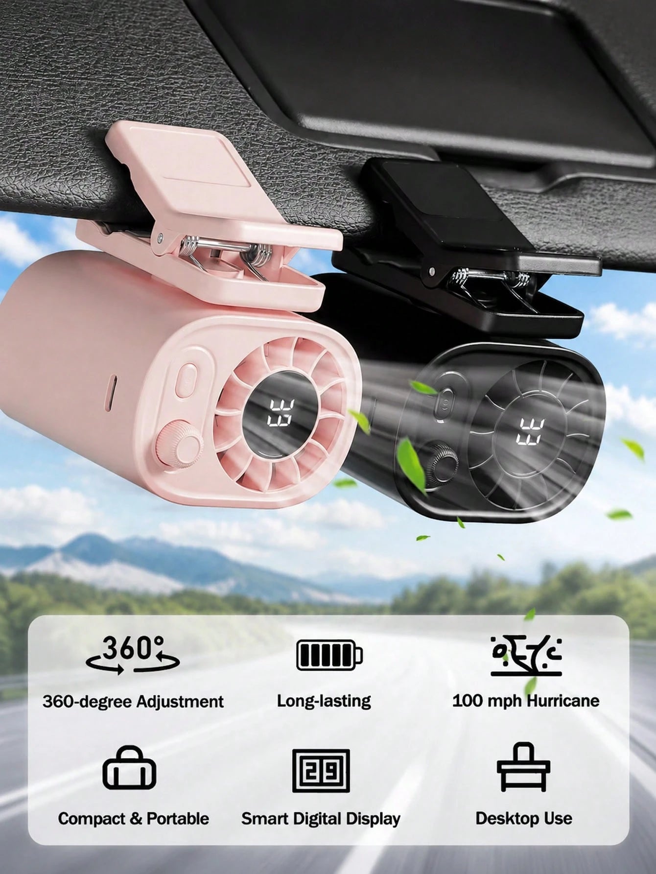 USB Rechargeable Car Clip-On Fan, Adjustable Speed Mini Cooling Fan With Flexible Tripod Stand, Portable Quiet Fan For Car Seats, Sun Visor, Truck, SUV Travel, Car Accessory Gift For Men And Women, Su