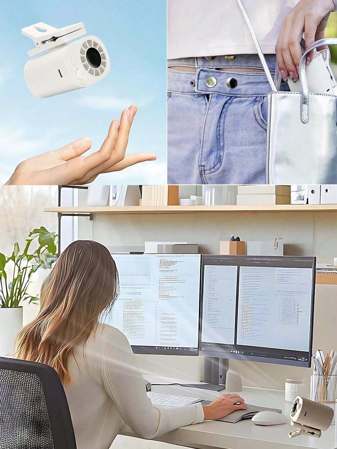 USB Rechargeable Car Clip-On Fan, Adjustable Speed Mini Cooling Fan With Flexible Tripod Stand, Portable Quiet Fan For Car Seats, Sun Visor, Truck, SUV Travel, Car Accessory Gift For Men And Women, Su