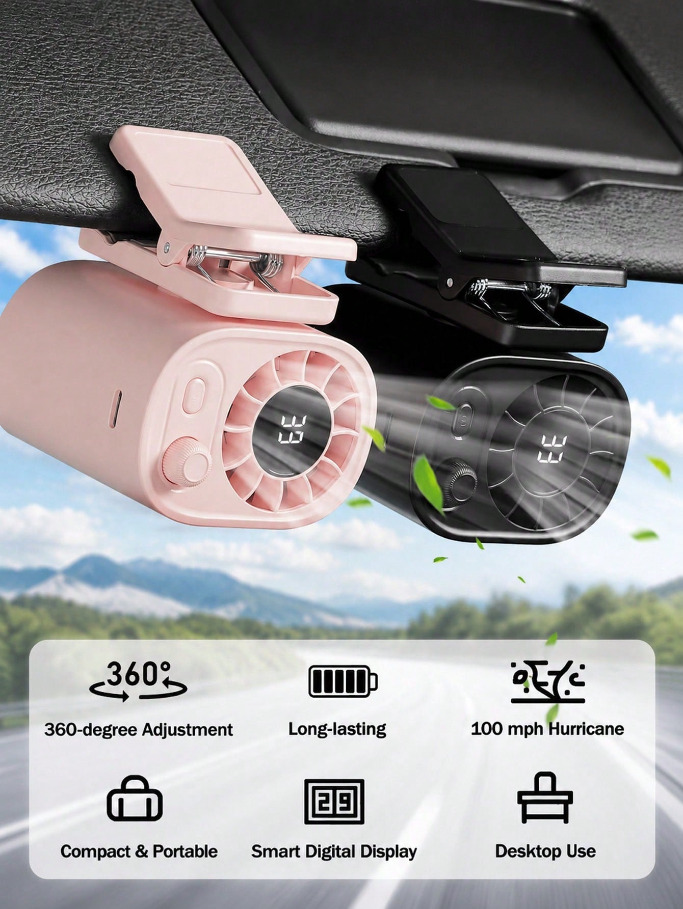 USB Rechargeable Car Clip-On Fan, Adjustable Speed Mini Cooling Fan With Flexible Tripod Stand, Portable Quiet Fan For Car Seats, Sun Visor, Truck, SUV Travel, Car Accessory Gift For Men And Women, Su