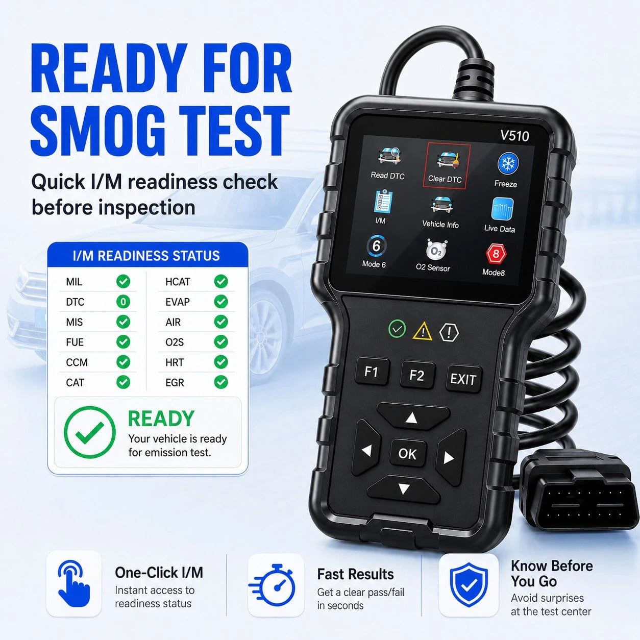 V510 OBD2 Car Diagnostic Scanner Professional Engine Fault Code Reader Live Data OBDII Scan Tool