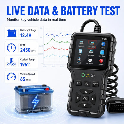 V510 OBD2 Car Diagnostic Scanner Professional Engine Fault Code Reader Live Data OBDII Scan Tool