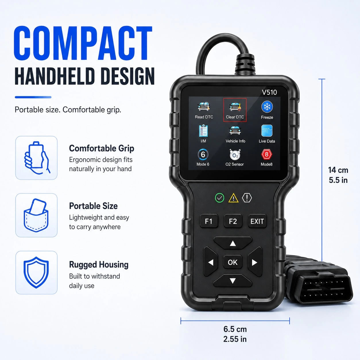 V510 OBD2 Car Diagnostic Scanner Professional Engine Fault Code Reader Live Data OBDII Scan Tool
