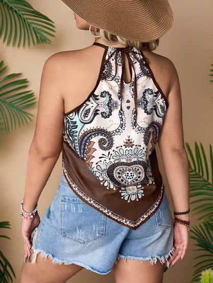 VCAY Plus Size Sleeveless Minimalist Fashion Tank Top, Suitable For Summer Boho