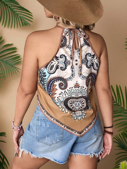 VCAY Plus Size Sleeveless Minimalist Fashion Tank Top, Suitable For Summer Boho