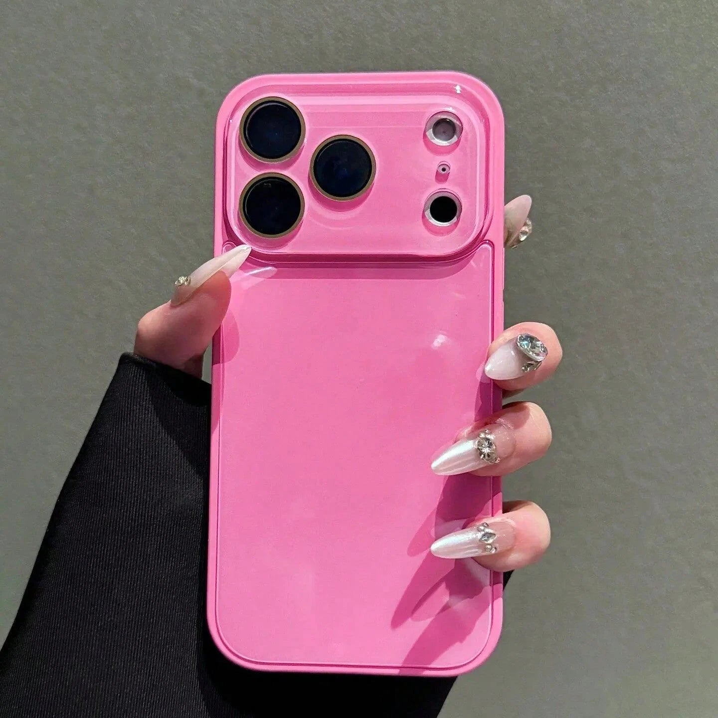 VESPOP Luxury Glossy Solid Color Glass Phone Case, Suitable For 17 Pro Max, 16, 15, 14, 13, 12, 11 Pro Max, Lens Protection, Shock-Proof Frame, Hard Back Cover
