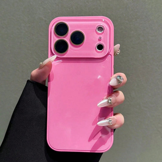VESPOP Luxury Glossy Solid Color Glass Phone Case, Suitable For 17 Pro Max, 16, 15, 14, 13, 12, 11 Pro Max, Lens Protection, Shock-Proof Frame, Hard Back Cover