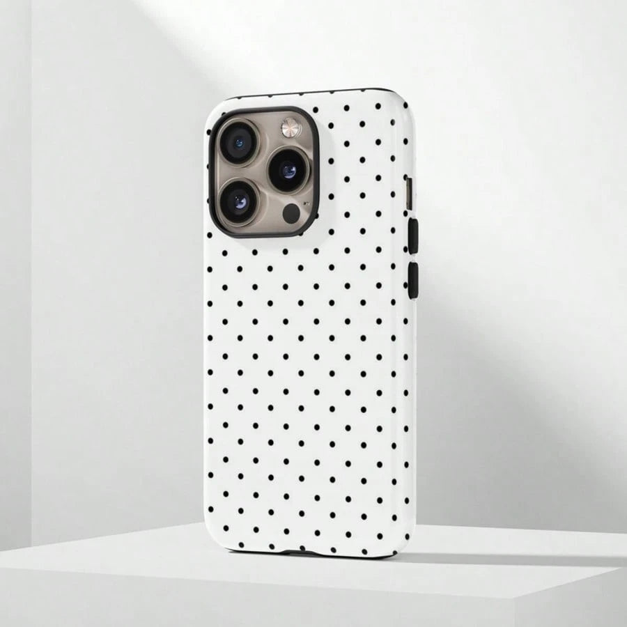 VESPOP Pink Base Black Polka Dot Phone Case, Cute Y2K Style. Compatible With IPhone 17, 16, 15, 14, 13, 12, 11 Pro Max Plus Models