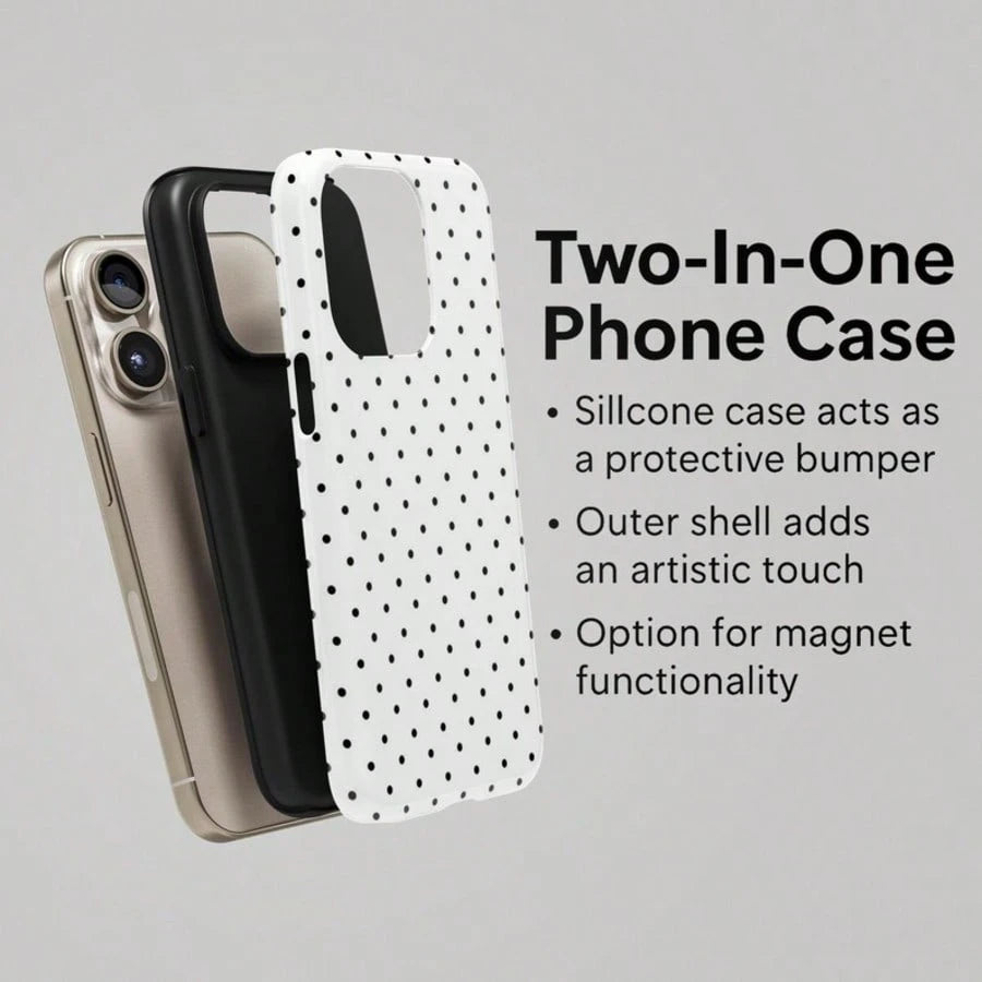 VESPOP Pink Base Black Polka Dot Phone Case, Cute Y2K Style. Compatible With IPhone 17, 16, 15, 14, 13, 12, 11 Pro Max Plus Models