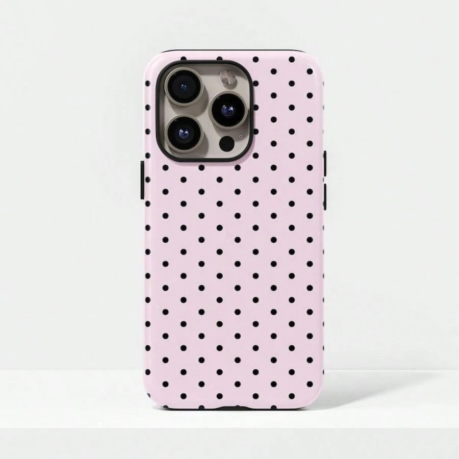 VESPOP Pink Base Black Polka Dot Phone Case, Cute Y2K Style. Compatible With IPhone 17, 16, 15, 14, 13, 12, 11 Pro Max Plus Models