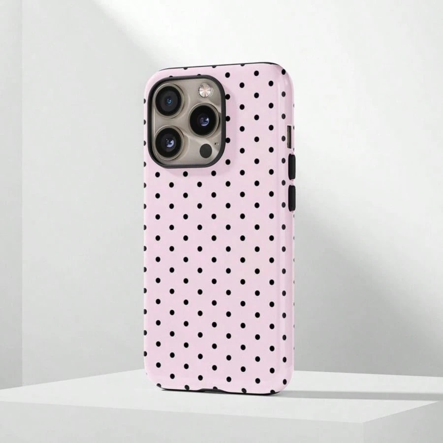 VESPOP Pink Base Black Polka Dot Phone Case, Cute Y2K Style. Compatible With IPhone 17, 16, 15, 14, 13, 12, 11 Pro Max Plus Models