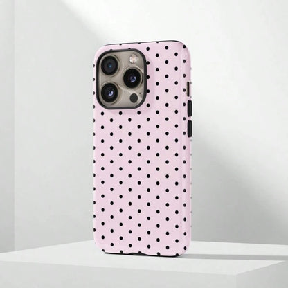 VESPOP Pink Base Black Polka Dot Phone Case, Cute Y2K Style. Compatible With IPhone 17, 16, 15, 14, 13, 12, 11 Pro Max Plus Models