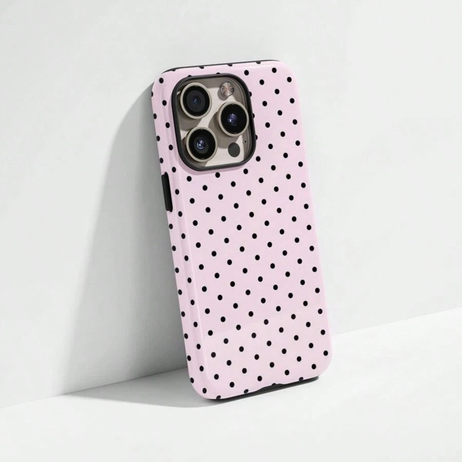 VESPOP Pink Base Black Polka Dot Phone Case, Cute Y2K Style. Compatible With IPhone 17, 16, 15, 14, 13, 12, 11 Pro Max Plus Models