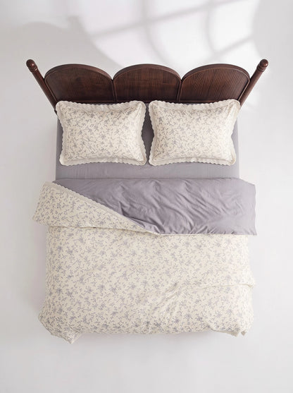 Veyra Day 3pcs Vintage Floral Duvet Cover Set With Lace Trim, Shabby Chic French Country Bedding Set, Soft Polyester Quilt Cover And Pillow Shams, Cottagecore Bedroom Decor (No Insert)