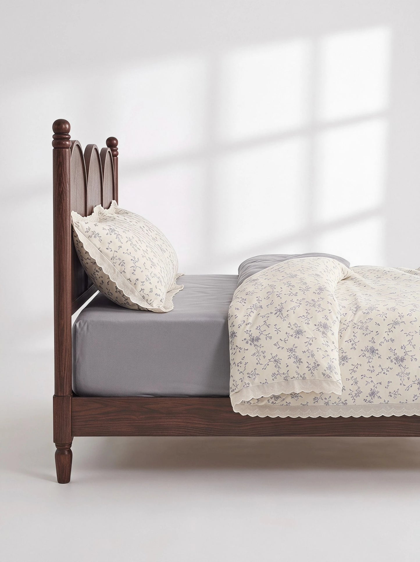 Veyra Day 3pcs Vintage Floral Duvet Cover Set With Lace Trim, Shabby Chic French Country Bedding Set, Soft Polyester Quilt Cover And Pillow Shams, Cottagecore Bedroom Decor (No Insert)