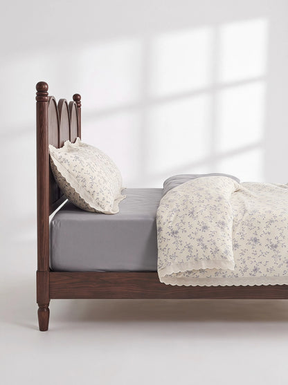 Veyra Day 3pcs Vintage Floral Duvet Cover Set With Lace Trim, Shabby Chic French Country Bedding Set, Soft Polyester Quilt Cover And Pillow Shams, Cottagecore Bedroom Decor (No Insert)