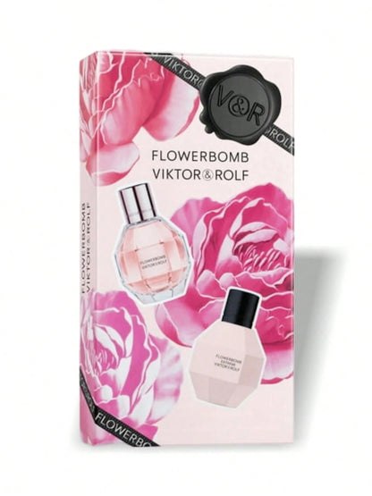 Viktor & Rolf Flowerbomb 2 Pcs Mini Set For Women (Flowerbomb 7ml+Flowerbomb Extreme 7ml) EDP 0.23oz/7ml*2 – Perfume Set, Long-Lasting, For Women, Floral, Pink, Suitable For Travel