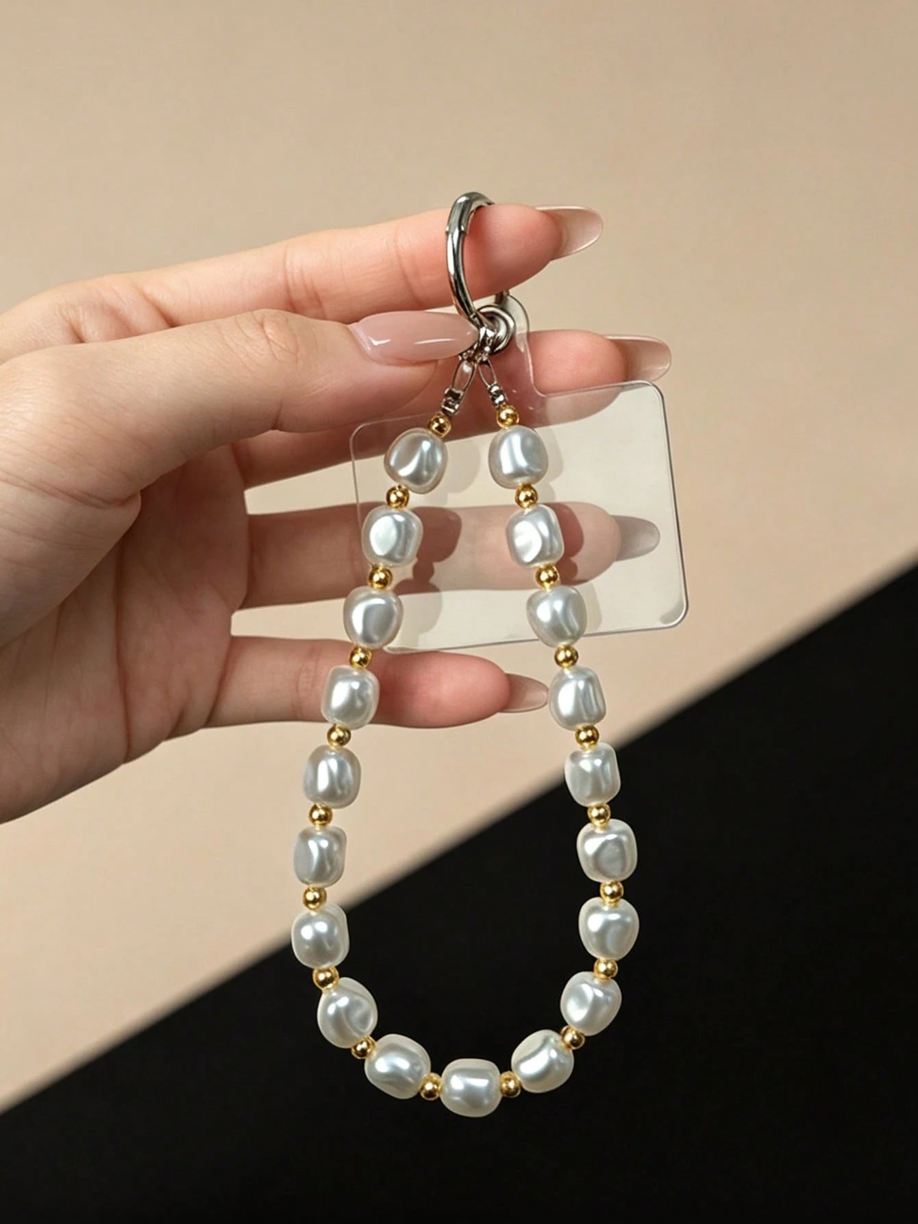Vintage Baroque Irregular Pearl Phone Wrist Strap, Luxury Gold Spacer Bead Hand Chain, Versatile Cellphone Lanyard