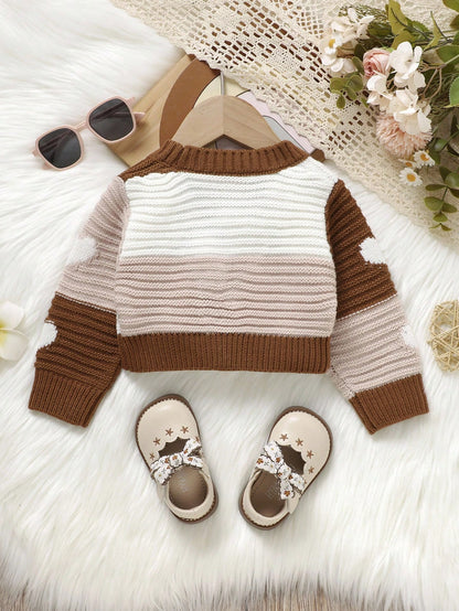 Vintaside Kids Baby Girl Heart Pattern Two Tone Button Front Cardigan