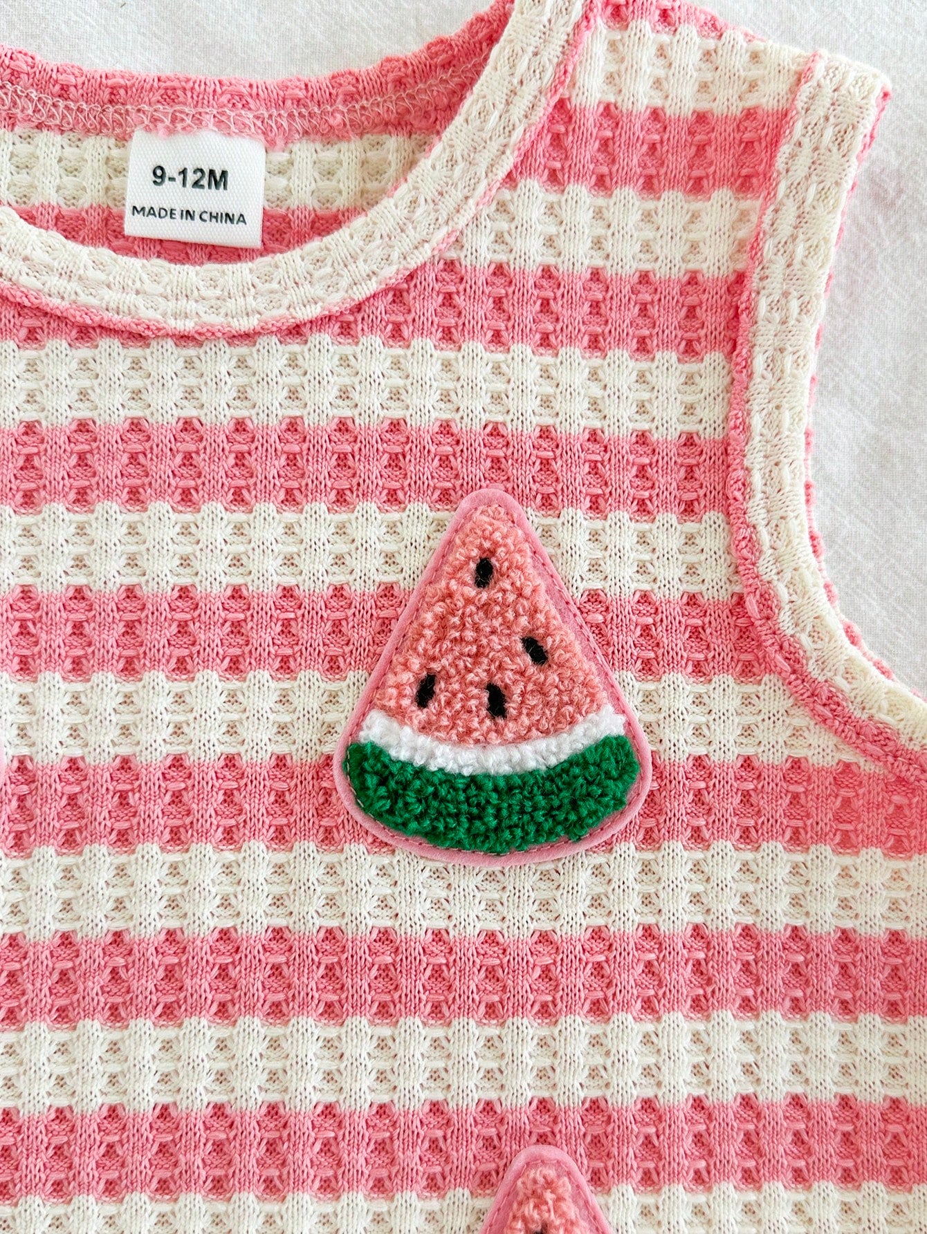 Vintaside Kids Babygirls Pink Striped Summer Outfit Cute Sleeveless Round Neck Top Matching Shorts Vacation Strawberry Print Sweet Style Lightweight Design Home