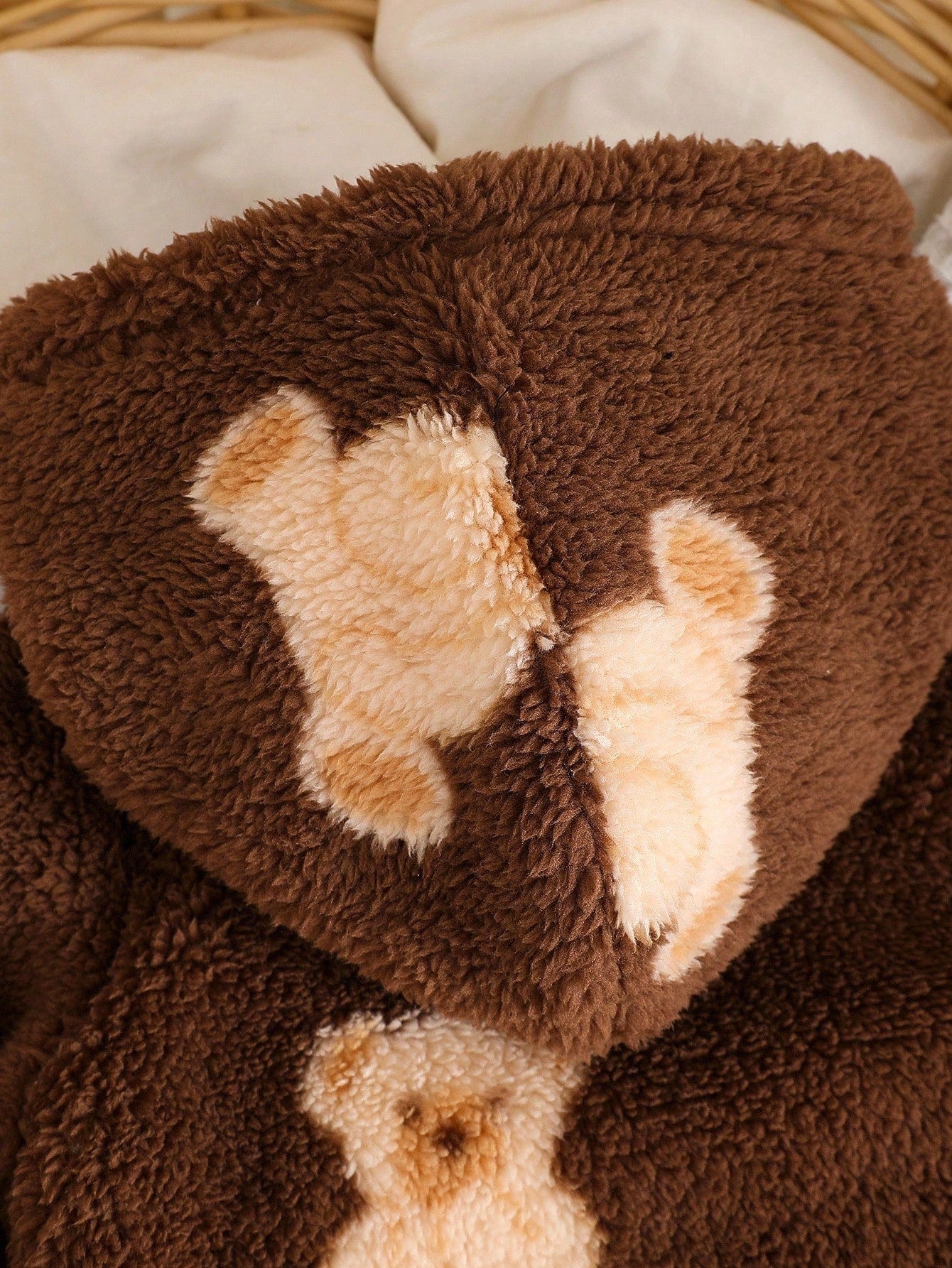 Vintaside Kids Infant Boys' Cute Bear Fleece Print Long Sleeve Hooded Jumpsuit, Soft & Comfortable For Lounging & Casual Wear, Autumn/Winter Fall