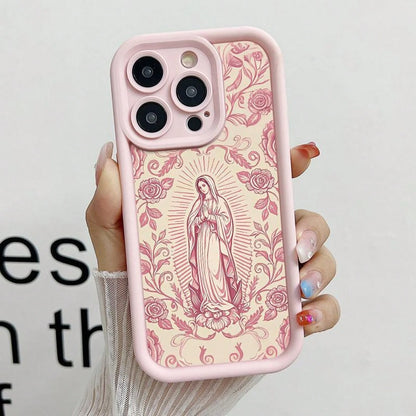 Virgin Mary Pattern Phone Case,TPU Soft Silicone,Fully Protected And Shockproof For IPhone 17 16 15 Pro Max 14 13 12 11 X Plus Air Mini Stylish TrendySuitable For IPhone 17 Air