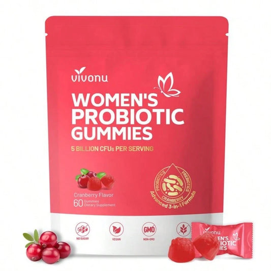 VPOAJ Cranberry Probiotic Gummies| Targeting Body Odor, Women's Health, And Body Balance| Vegan (60 Gummies Per Pack)
