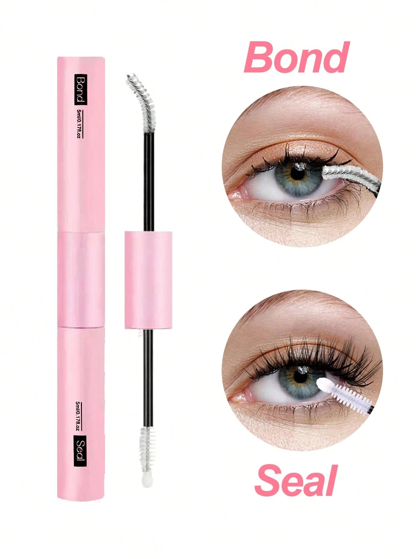 Waloshow Bond And Seal, Remover, 10ml Individual Lashes Glue And Seal, Eyelashes Applicator, 2 In1 Cluster Bond And Seal,Eyelashes Brush, Glue For Cluster Lashes, Tweezers, Bond For Clusters, Lashes B