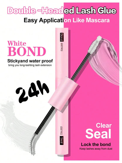 Waloshow Bond And Seal, Remover, 10ml Individual Lashes Glue And Seal, Eyelashes Applicator, 2 In1 Cluster Bond And Seal,Eyelashes Brush, Glue For Cluster Lashes, Tweezers, Bond For Clusters, Lashes B