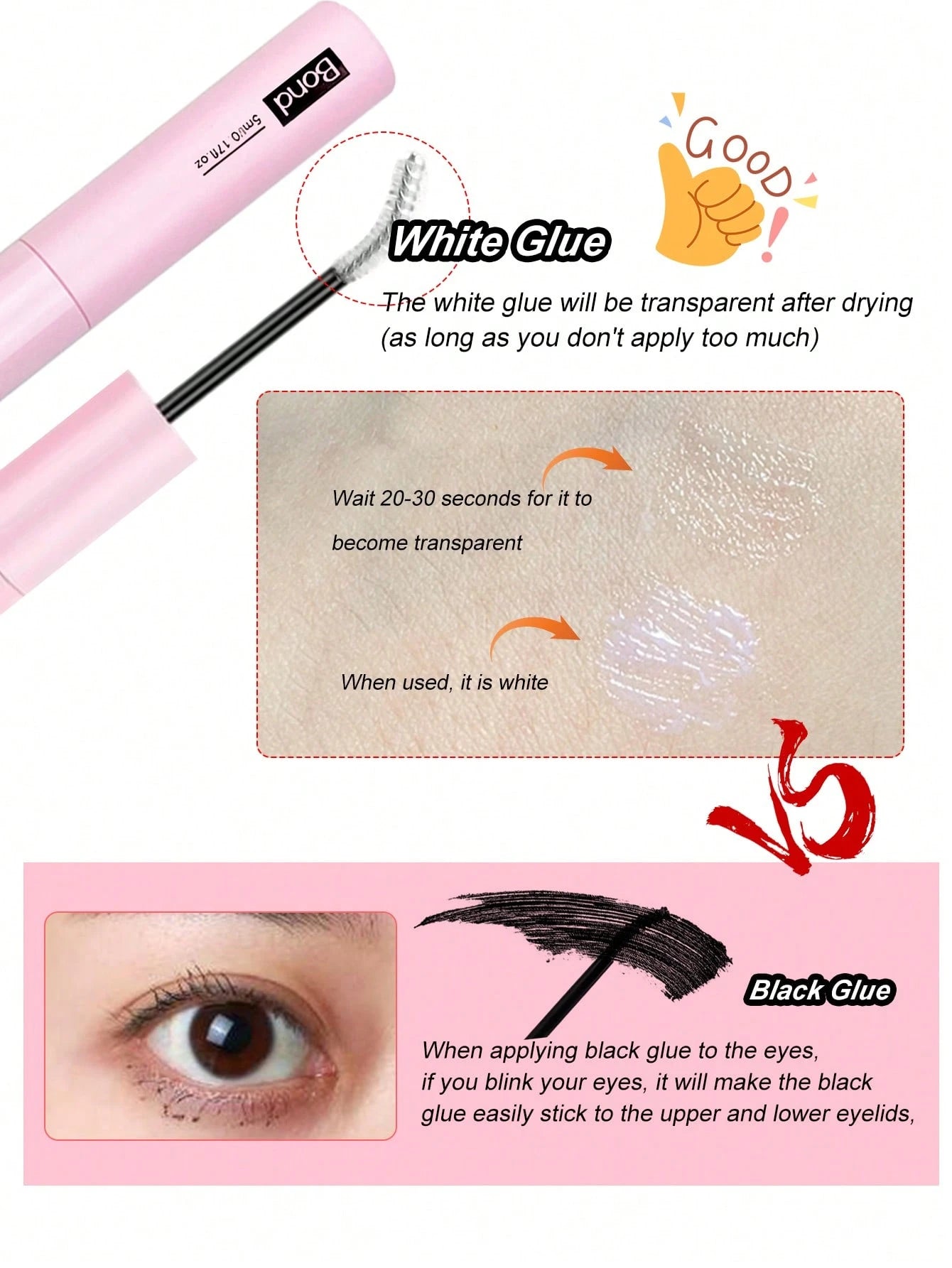 Waloshow Bond And Seal, Remover, 10ml Individual Lashes Glue And Seal, Eyelashes Applicator, 2 In1 Cluster Bond And Seal,Eyelashes Brush, Glue For Cluster Lashes, Tweezers, Bond For Clusters, Lashes B