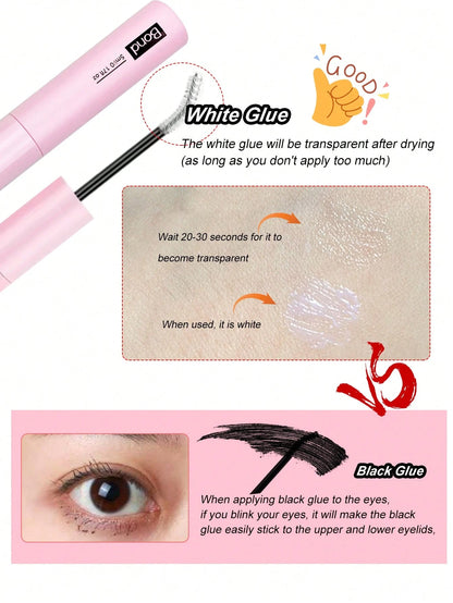 Waloshow Bond And Seal, Remover, 10ml Individual Lashes Glue And Seal, Eyelashes Applicator, 2 In1 Cluster Bond And Seal,Eyelashes Brush, Glue For Cluster Lashes, Tweezers, Bond For Clusters, Lashes B