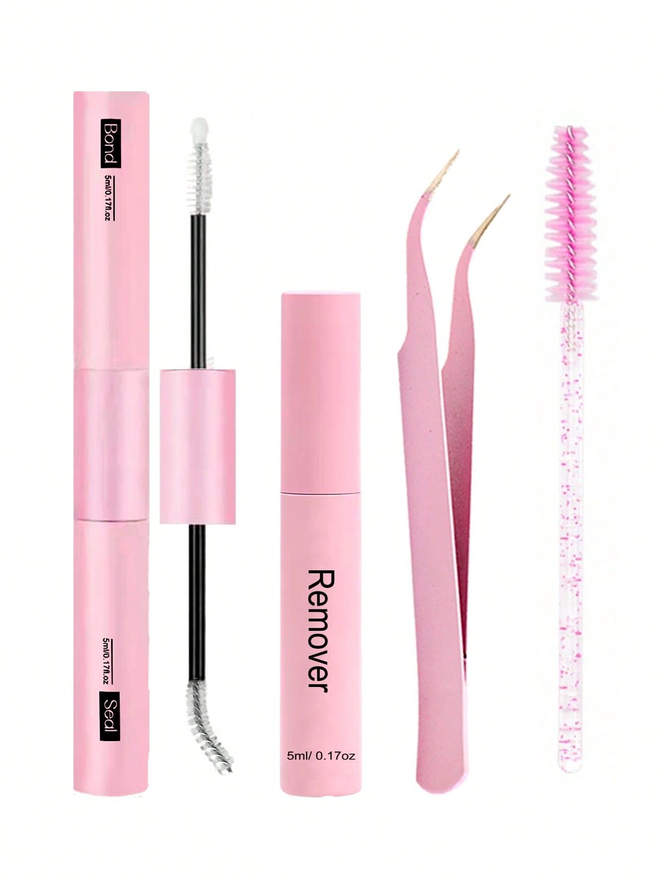 Waloshow Bond And Seal, Remover, 10ml Individual Lashes Glue And Seal, Eyelashes Applicator, 2 In1 Cluster Bond And Seal,Eyelashes Brush, Glue For Cluster Lashes, Tweezers, Bond For Clusters, Lashes B