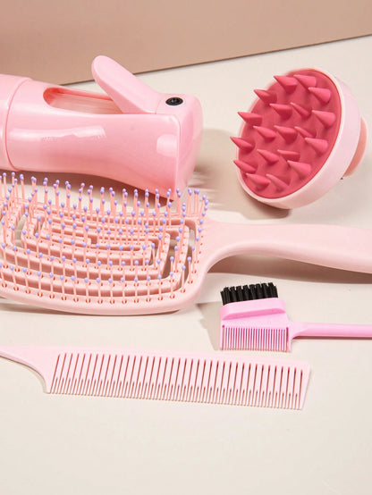 WANMEI 5pcs Hair Styling Brush Set, Including Edge Control Brush, Teasing Brush, Styling Tail Comb, Volumizing Ponytail Brush, Dual-Sided Eyebrow Brush, Makeup Brush, Eyelash Comb, Eyelash Separator