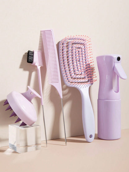 WANMEI 5pcs Hair Styling Brush Set, Including Edge Control Brush, Teasing Brush, Styling Tail Comb, Volumizing Ponytail Brush, Dual-Sided Eyebrow Brush, Makeup Brush, Eyelash Comb, Eyelash Separator