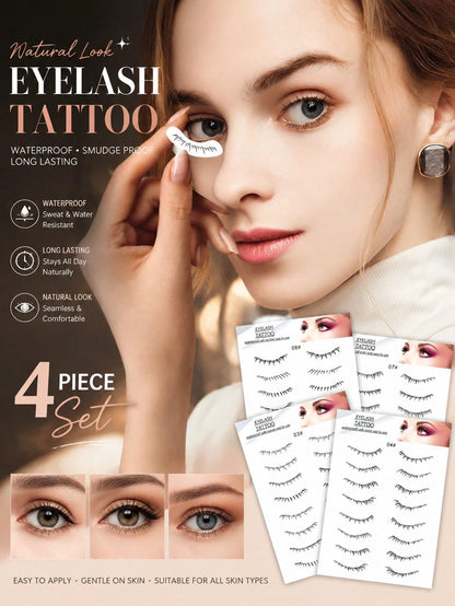 Waterproof Lower Lash Tattoo Stickers, Long Lasting False Eyelash Decals, Natural Bottom Lash Enhancement, No Glue Needed, Easy Apply Disposable Eyelash Stickers, Instant Defined Lower Lashes Makeup T