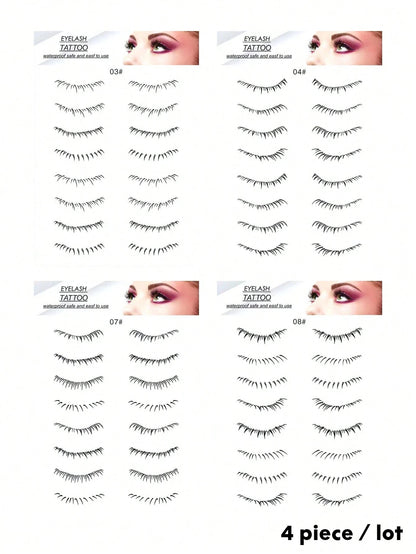 Waterproof Lower Lash Tattoo Stickers, Long Lasting False Eyelash Decals, Natural Bottom Lash Enhancement, No Glue Needed, Easy Apply Disposable Eyelash Stickers, Instant Defined Lower Lashes Makeup T