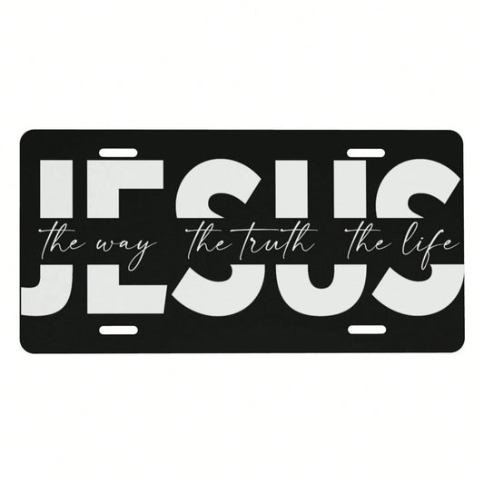 Way Truth Life Jesus Front License Plate For Women Car Vanity Plates Decorative Aluminum Metal Cute Novelty License Plate Cover For Men