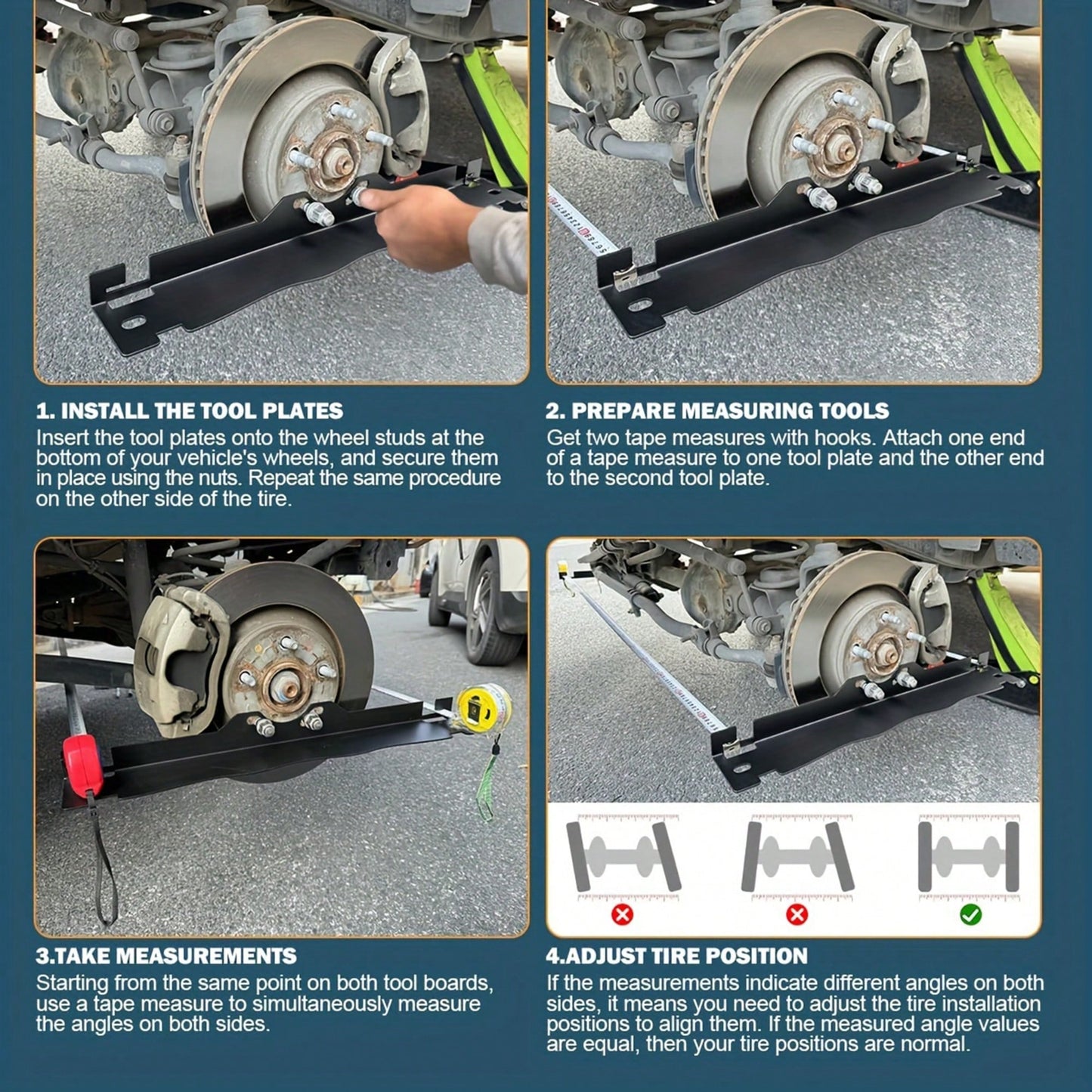 Wheel Toe Alignment Tool Plate Easy To Storage With Convenient Space-Saving Design Suitable For Car Truck SUV