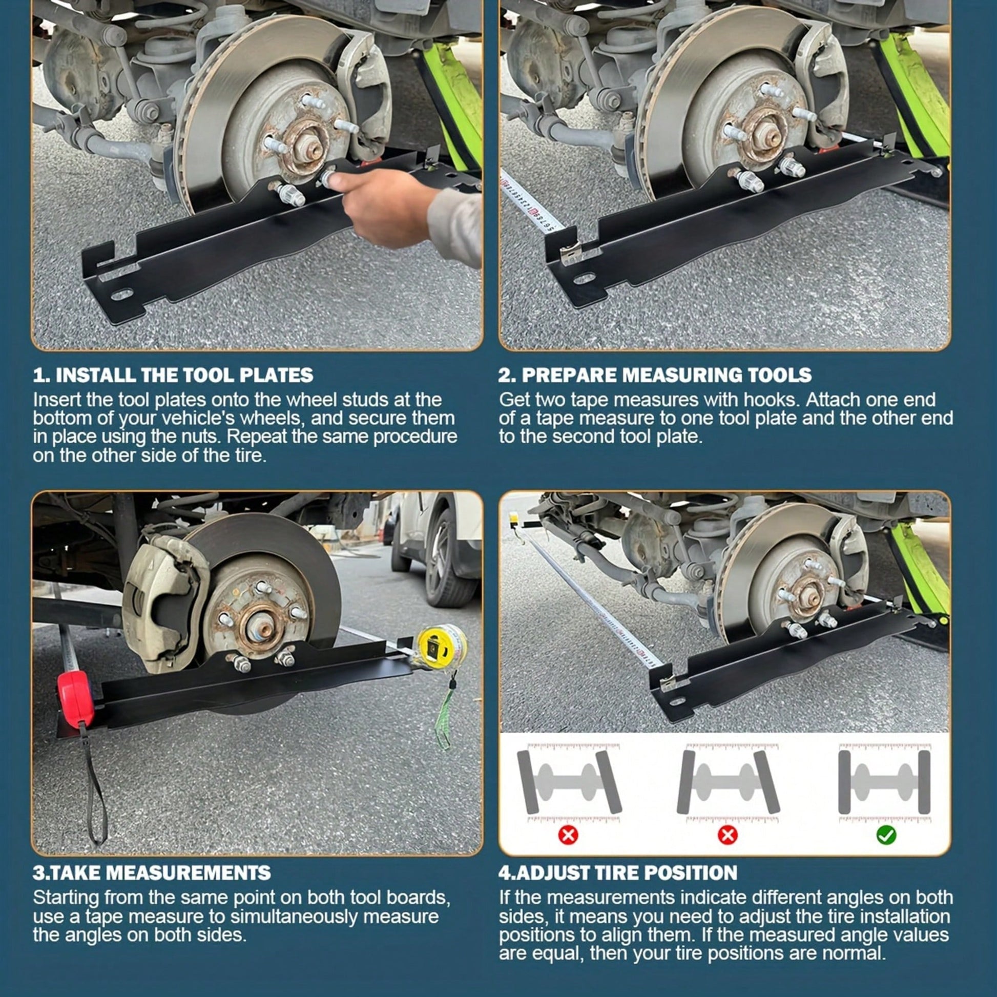 Wheel Toe Alignment Tool Plate Easy To Storage With Convenient Space-Saving Design Suitable For Car Truck SUV