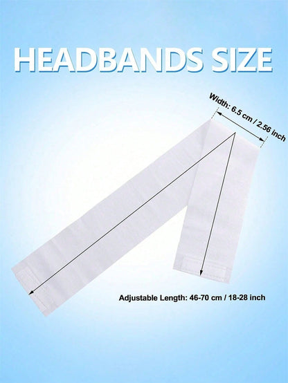 White 50pcs Disposable Spa Facial Headbands, Elastic Non-Woven Fabric Facial Hair Bands For Skincare, Soft Hair Wraps With Easy Closure, Disposable Plastic Hair Bag Shower Cap Wig Cap Elastic Waterpro