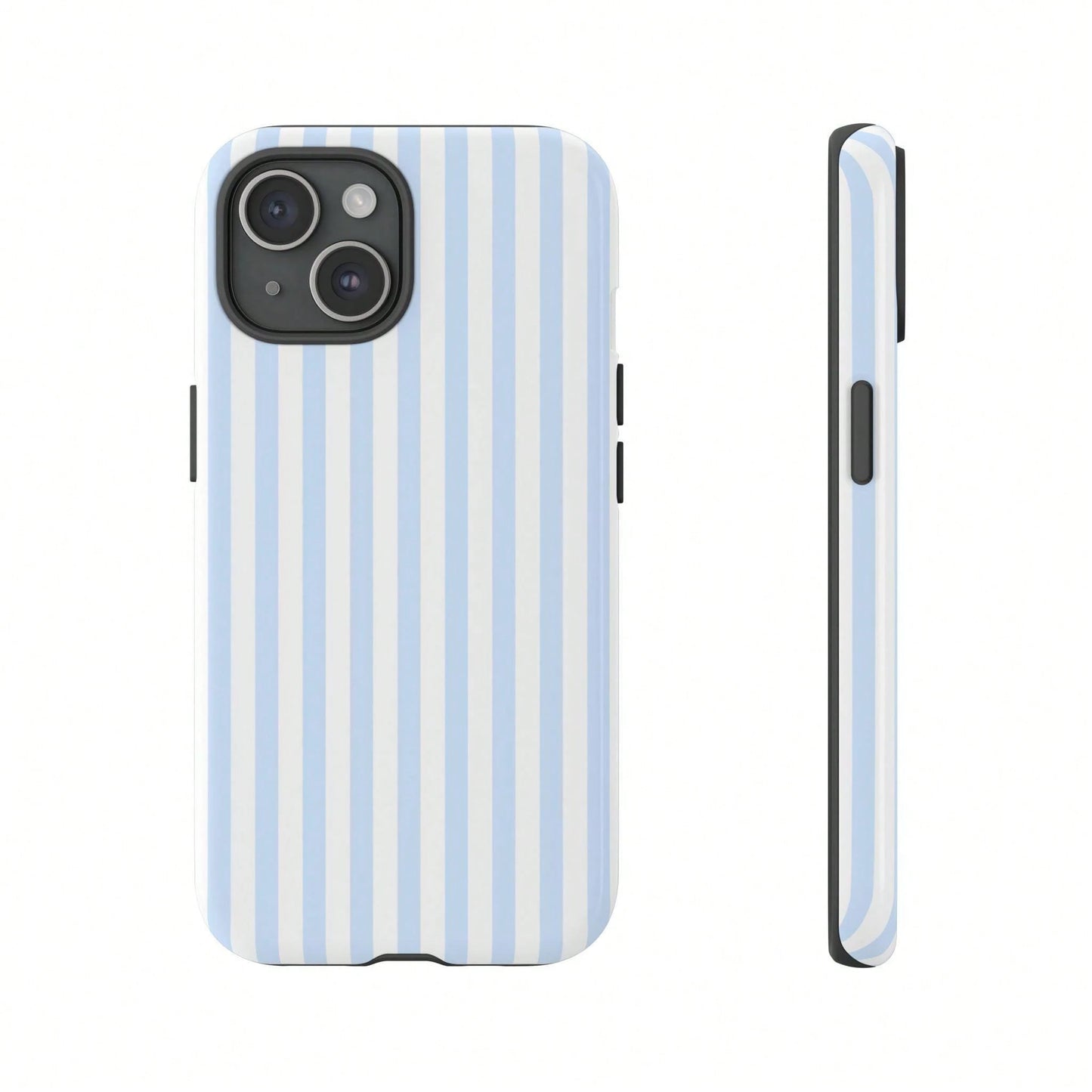 White Blue Striped Pattern Fashion Light Blue & White Striped Phone Case Compatible With IPhone 17, 16, 15, 14, 13, 12, 11 Pro Max Spring