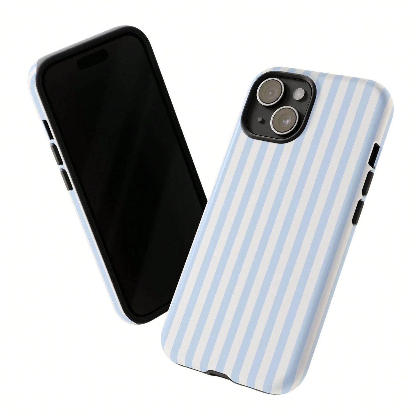White Blue Striped Pattern Fashion Light Blue & White Striped Phone Case Compatible With IPhone 17, 16, 15, 14, 13, 12, 11 Pro Max Spring