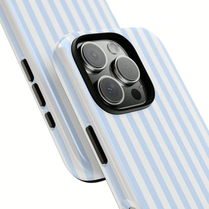 White Blue Striped Pattern Fashion Light Blue & White Striped Phone Case Compatible With IPhone 17, 16, 15, 14, 13, 12, 11 Pro Max Spring
