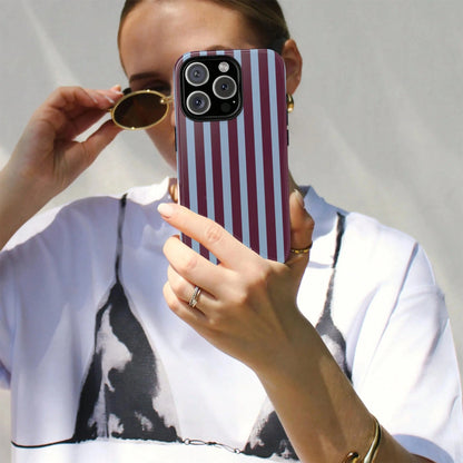 White Blue Striped Pattern Fashion Light Blue & White Striped Phone Case Compatible With IPhone 17, 16, 15, 14, 13, 12, 11 Pro Max Spring