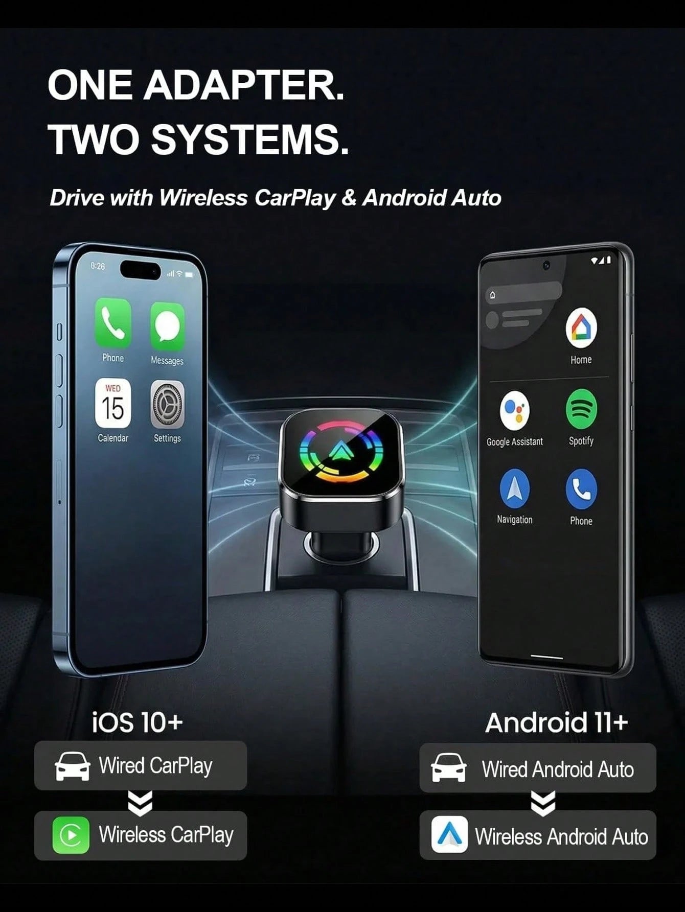 Wireless CarPlay Adapter Upgrade For 2025 Models, Wired To Wireless Conversion For Apple CarPlay, Mini USB Design With Type-C Extension Cable, Plug And Play, Stable Connection, No Latency
