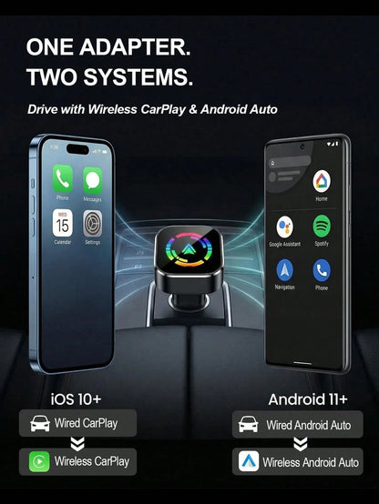 Wireless CarPlay Adapter Upgrade For 2025 Models, Wired To Wireless Conversion For Apple CarPlay, Mini USB Design With Type-C Extension Cable, Plug And Play, Stable Connection, No Latency