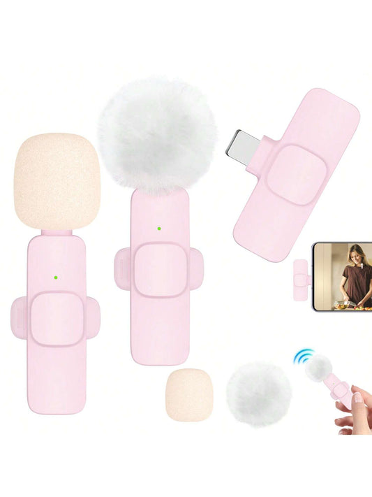 Wireless Lavalier Microphone For Phone IPad TypeC Lapel Mics Plug-Play 2.4G Ultra-Low Delay Built-In Noise Reduction Chip 8H Working Time For Video Recording Interview Podcast Vlog